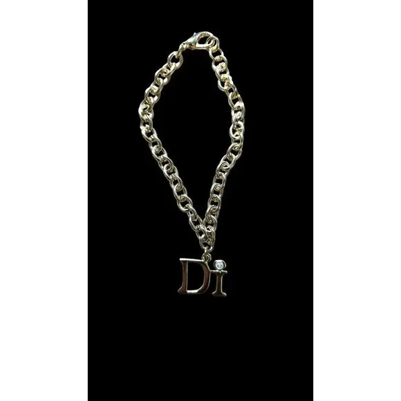 Diamonds International Gold Chain Bracelet "Di" Charm Vintage Y2K 7 inches - Picture 2 of 5